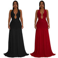 C7562 cross-border   fashion women's halter neck cutout dress for banquets and vacations