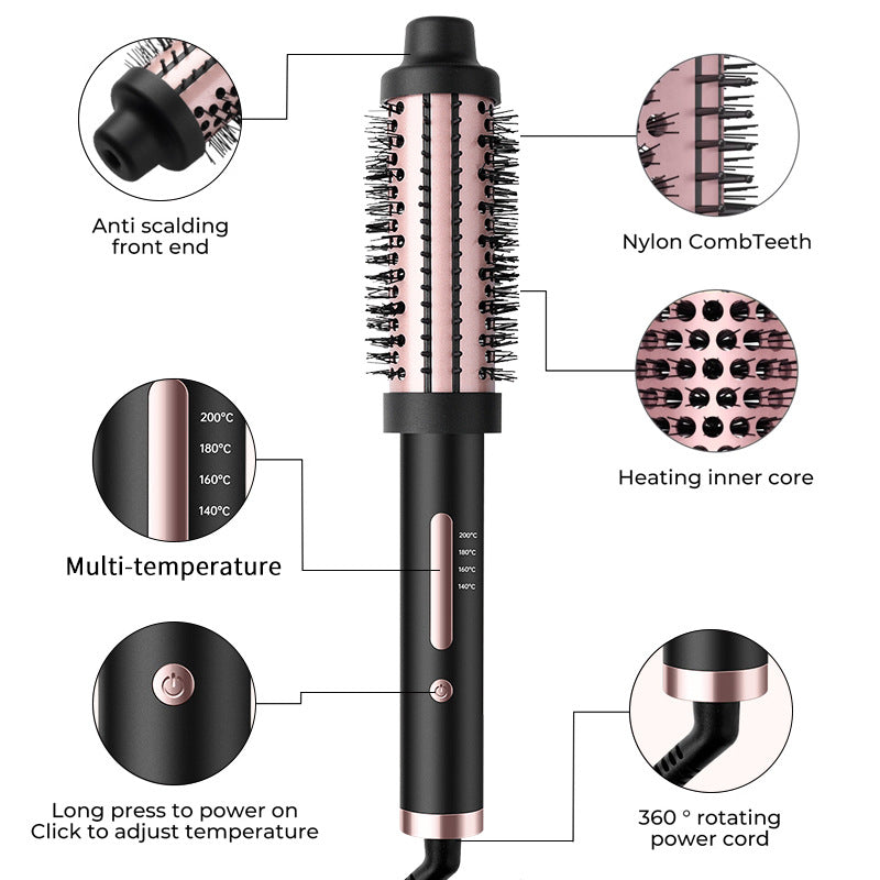 Cross-border curling iron Large roll inner buckle hair straightener Negative ion straight roll dual-purpose bangs perm iron Red light curling comb