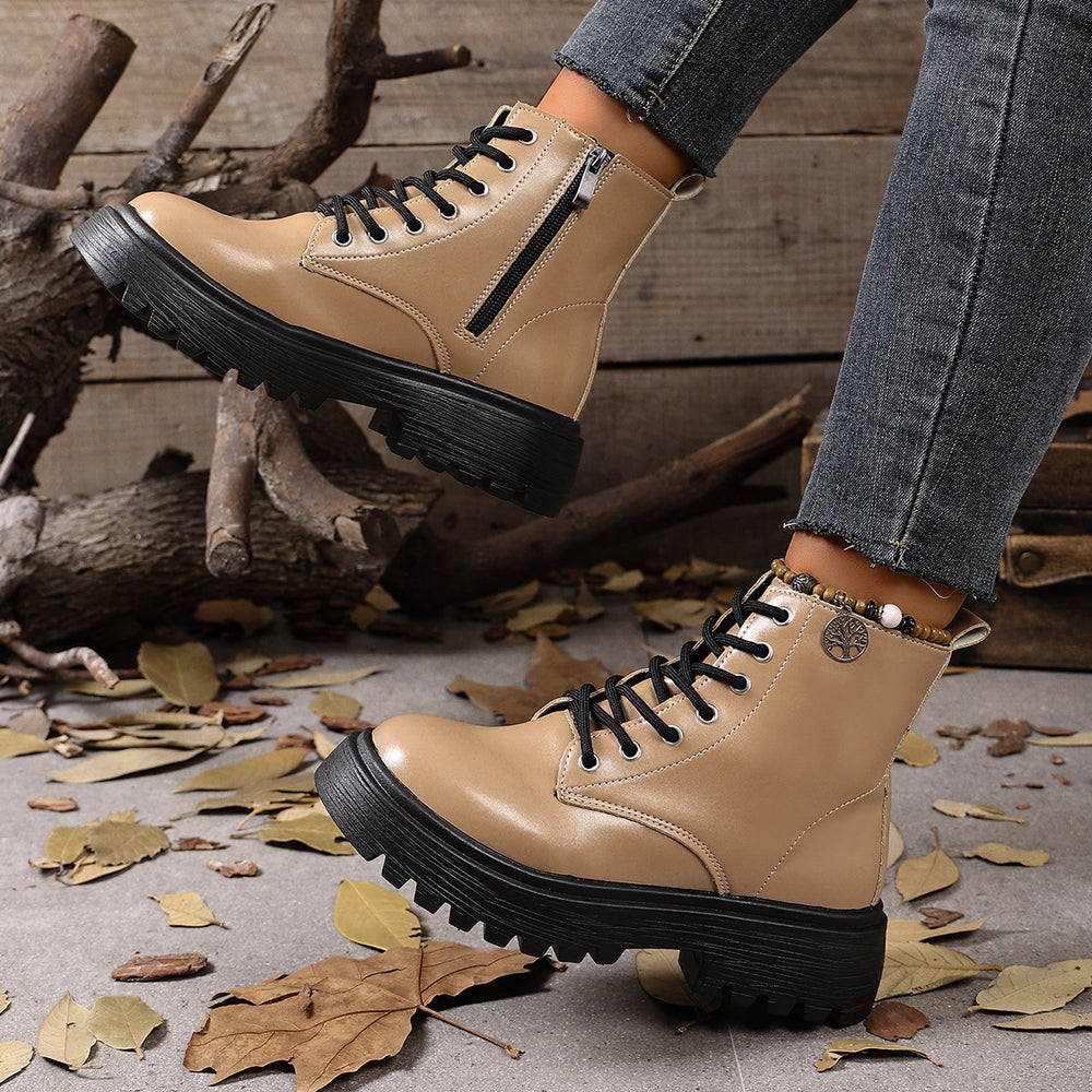 Boots women's short boots british style autumn winternew arrival single boots trendy thick bottom slim motorcycle boots wholesale dropshipping