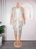 Fashion cross-border e-commerce  soft mesh hot stamping dress suspender two-piece set african plus size women's clothing