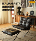 Designer living room casual chair medieval style genuine leather retro down single sofa chair oil wax first layer genuine leather