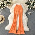 Popular ins wear casual pants for women niche style popular high waist silm micro flare pants sexy show figure yoga pants