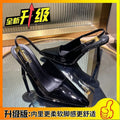 Back strap high heels for women 2024 metal stiletto small square toe one-word buckle sexy black patent leather toe sandals