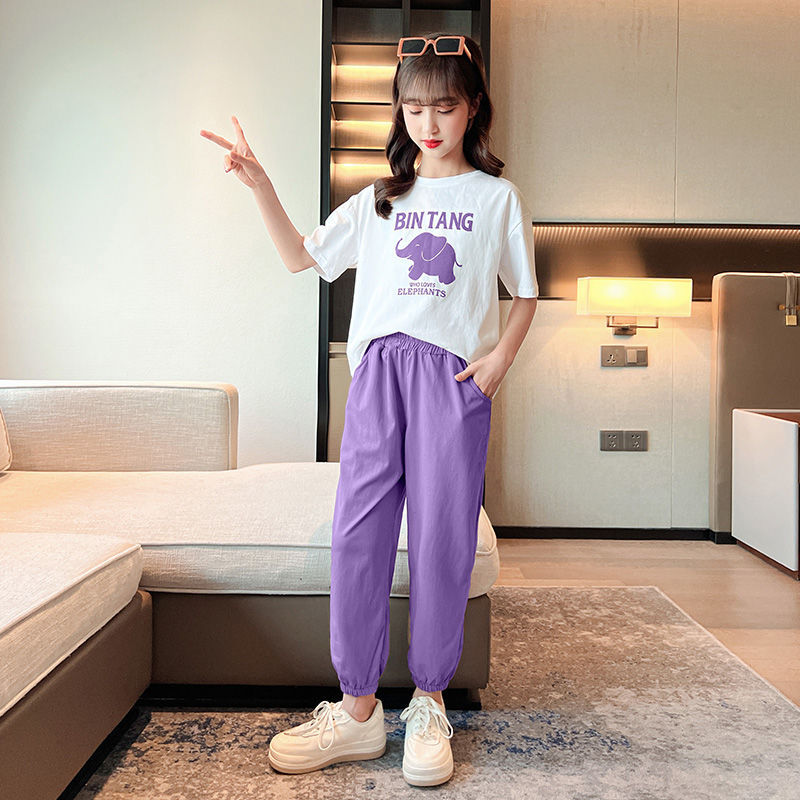 Girls' summer outfit: stylish  new collection - trendy short-sleeve top and shorts set for girls and big girls
