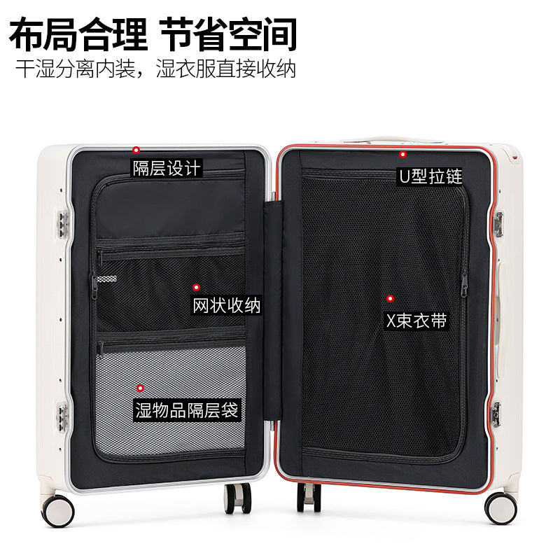 2024 new suitcase 24-inch wide trolley case anti-drop 20-inch boarding case narrow frame travel bag password box