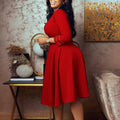 D3222 african plus size women's short sleeve stand collar fashion party swing dress three-quarter sleeve export dress