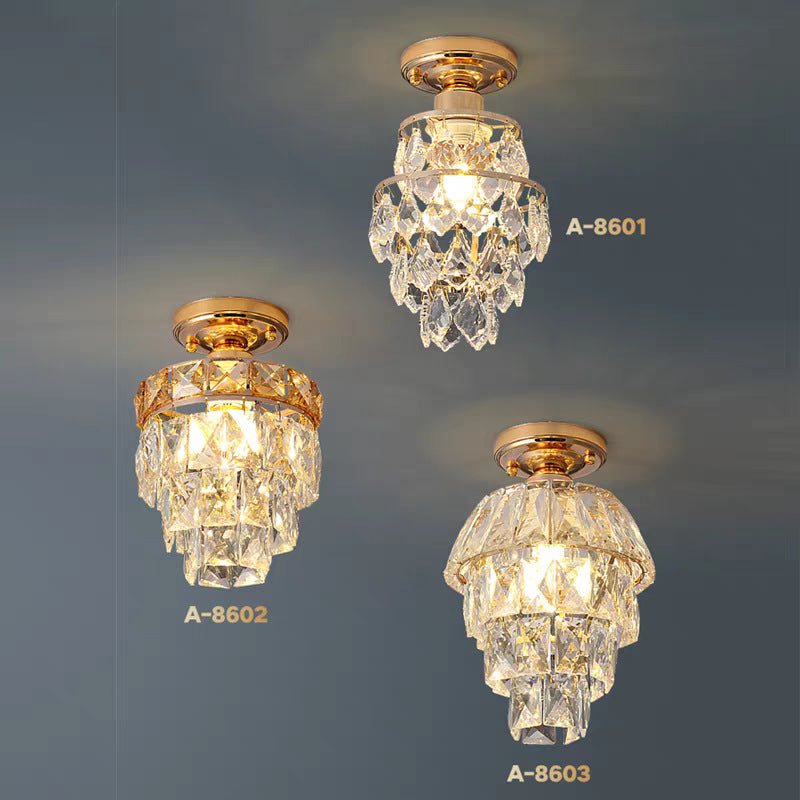 European-style light luxury american crystal small ceiling light for living room, hallway, corridor, entryway, balcony - minimalist modern indoor pendant light