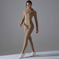 New double-sided nylon yoga set with built-in shorts: solid color zip-up hooded sports jacket and running fitness set