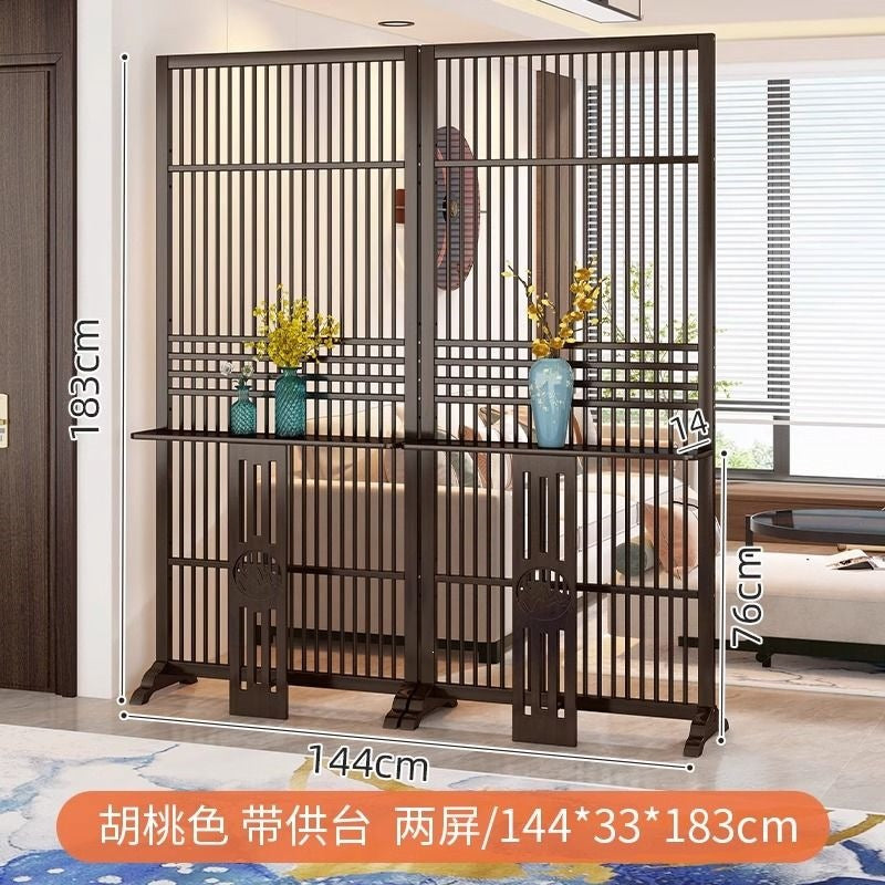 New chinoiserie screen partition living room for home blocking grids solid wood foldablemovable entrance hall office seat screen