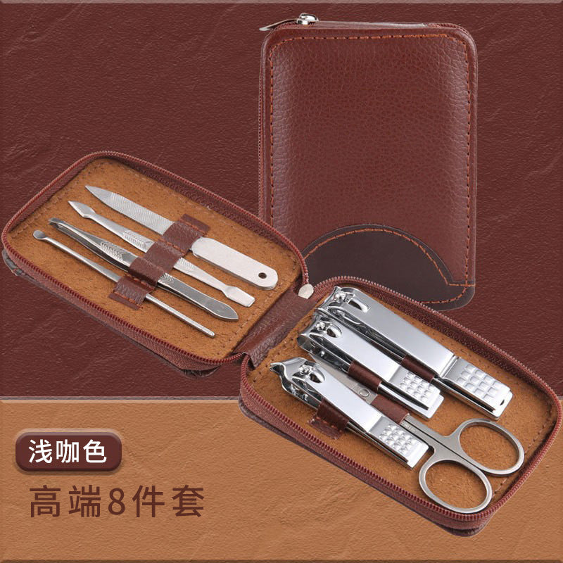 German-engineered stainless steel nail clipper set - 8 piece kit with logo, includes manicure scissors, pedicure nippers, and complete nail care beauty tools