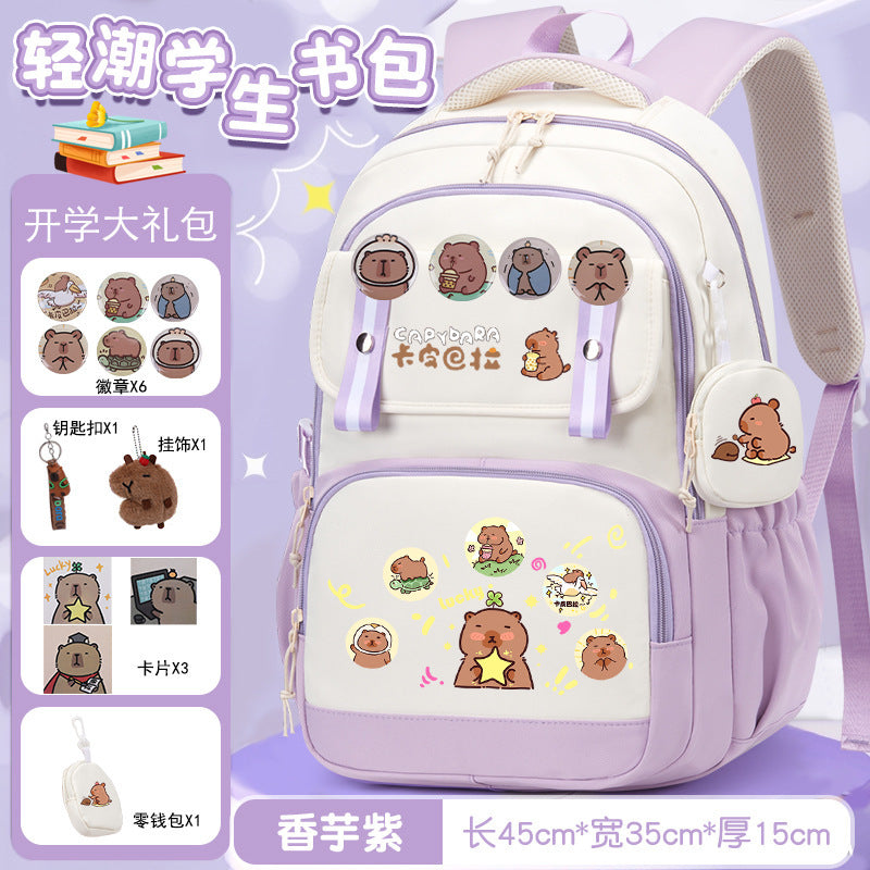 Kapibara schoolbag versatile large capacity lightweight 3-4-6 grade primary school students reduce the burden 2025 new backpack