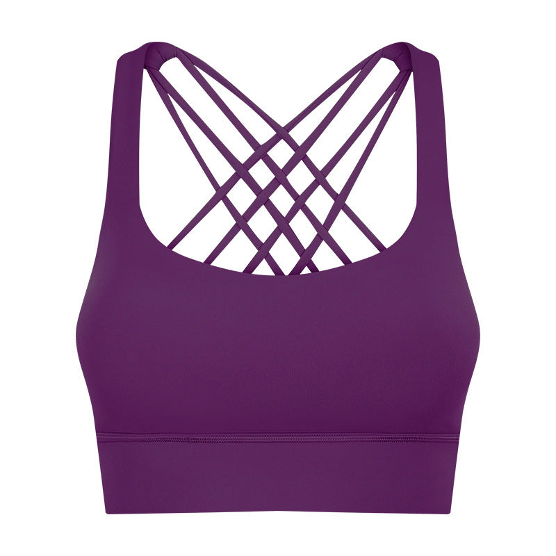 new arrival fitness sports intimates women's high-strength cross back bubble wrap push-up sports bra s2010