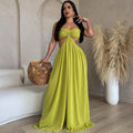 e-commerce source factory  hot selling sexy chiffon chest-wrapped backless wide-leg jumpsuit european and american women's clothing
