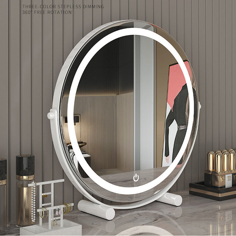 For home dressing table mirror can be rotated 360 degrees desktop makeup mirror with fill light dormitory light luxury led dressing mirror