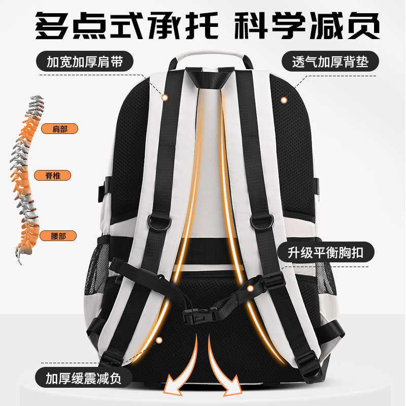 2026 new elementary and middle school boys' lightweight backpack - ergonomic, spine-supporting design for students - high school girls' large capacity, ultra-lightweight backpack