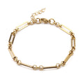 New stainless steel handmade bracelet for men and women, gold-tone oval adjustable metal chain bracelet