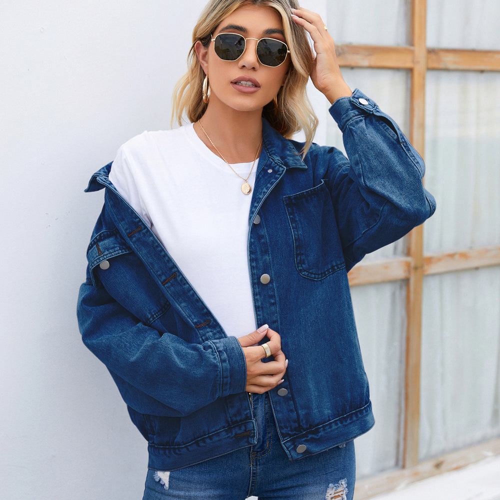 Insfashion cross-border foreign trade  women's clothing  new retro washed denim outwear tops  trend