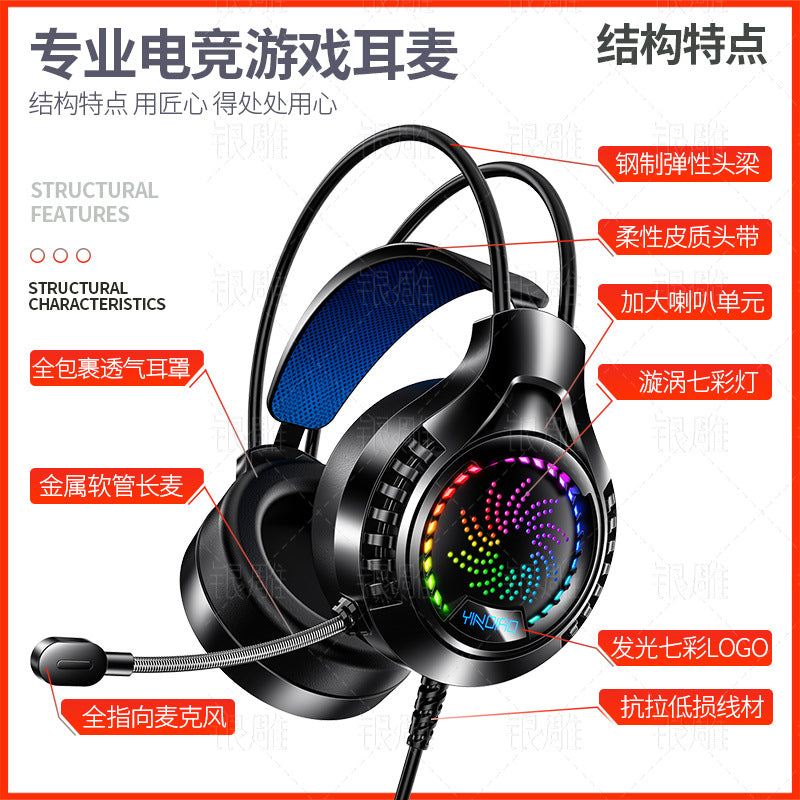 Silver sculpt q7 over-ear wired gaming headset with rgb lighting, 7.1 surround sound, usb connectivity - private label design for cross-border e-commerce (amazon compatible)