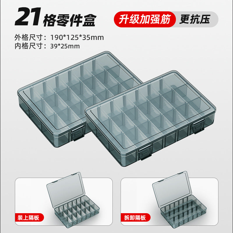 Arrizo Multi-grid Parts Box Transparent Plastic Electronic Components Tool Storage Box Small Screw Grid Accessories Box