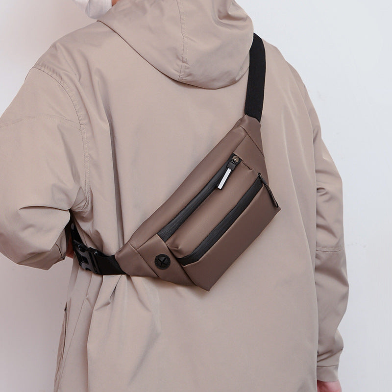 Cross-border men's fanny pack, mobile phone multi-functional casual breast bag, large-capacity oblique span bag, high-end fashion shoulder bag