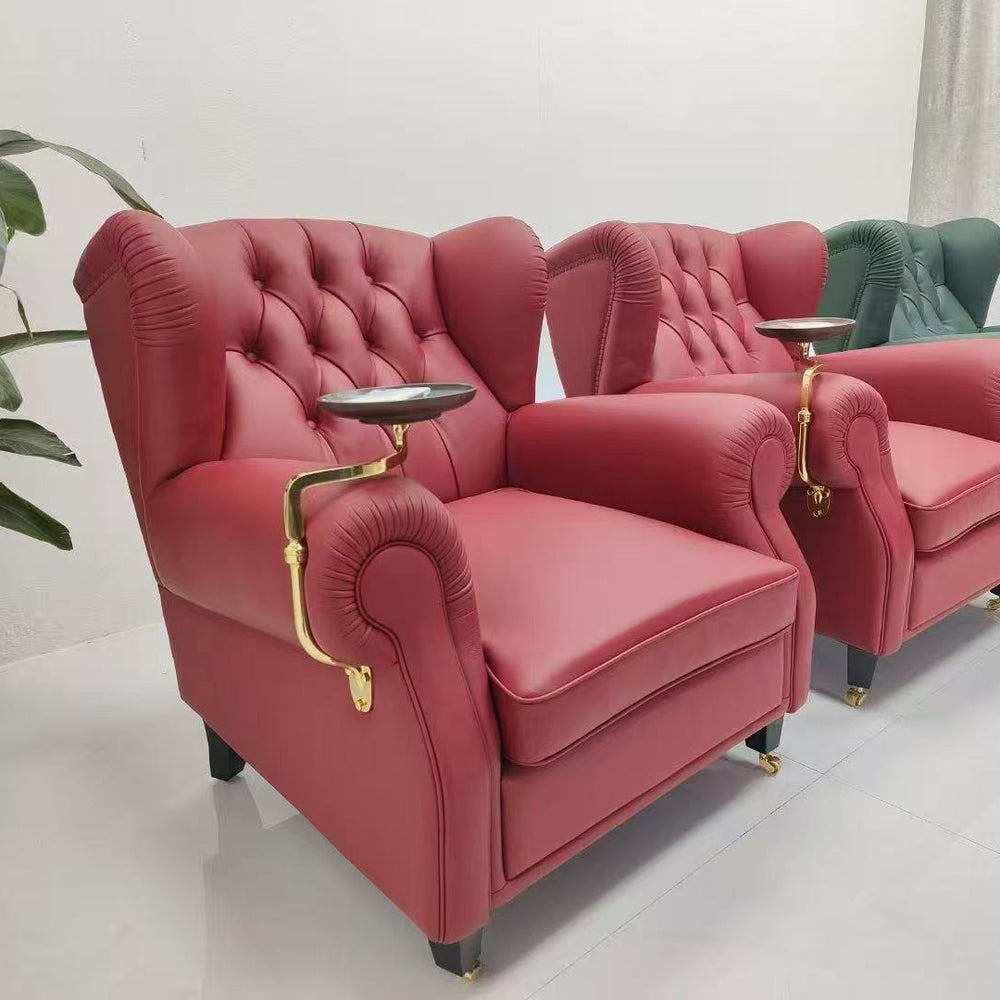 Leather cigar chair accessible luxury high-end with metal frame club house classycasual chair genuine leather medieval style casual chair