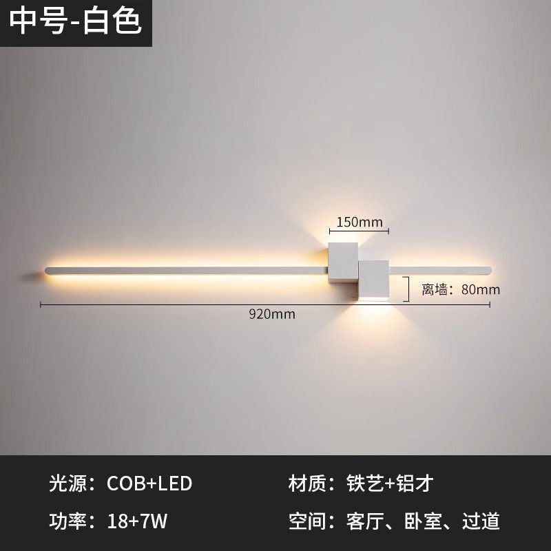 Wall lamp bench living room background wall grids modern casualnormcoreaccessible luxury one-shaped bedroom aisle bedside lamp