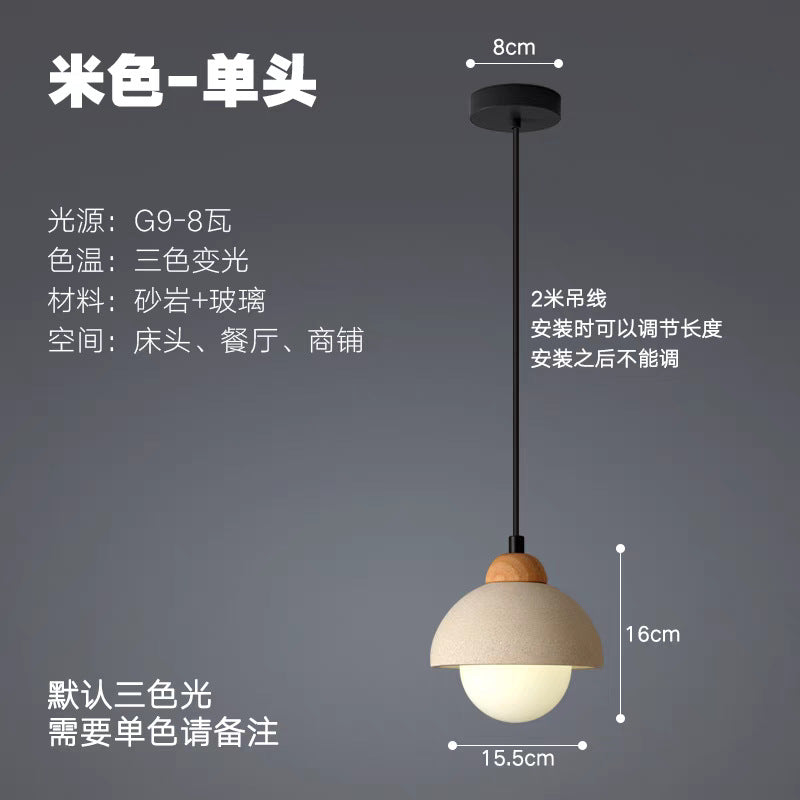 Classy bedroom bedside small chandelier single head medieval wabi-sabi style japanese styleretro restaurant bar table wood cream style