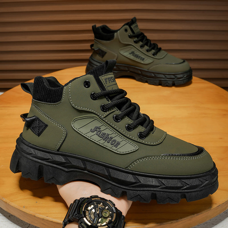 Boots men's shoes 2026 spring non-slipabrasion resistantthick sole high-top shoes heattechboots outdoor hikingworkwear boots