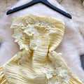 French heavy industrystereo flower dress seaside vacation style one shoulder tube top dress ruffles skirt