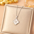 [titanium steel] cross-border popular accessible luxury simple white shell four-leaf clover necklace for women, high-end fashion clavicle chain accessories