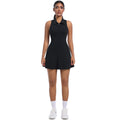 New women's cross-border slim-fit high-waisted turn-down collar activewear dress set for running, golf, tennis, and yoga