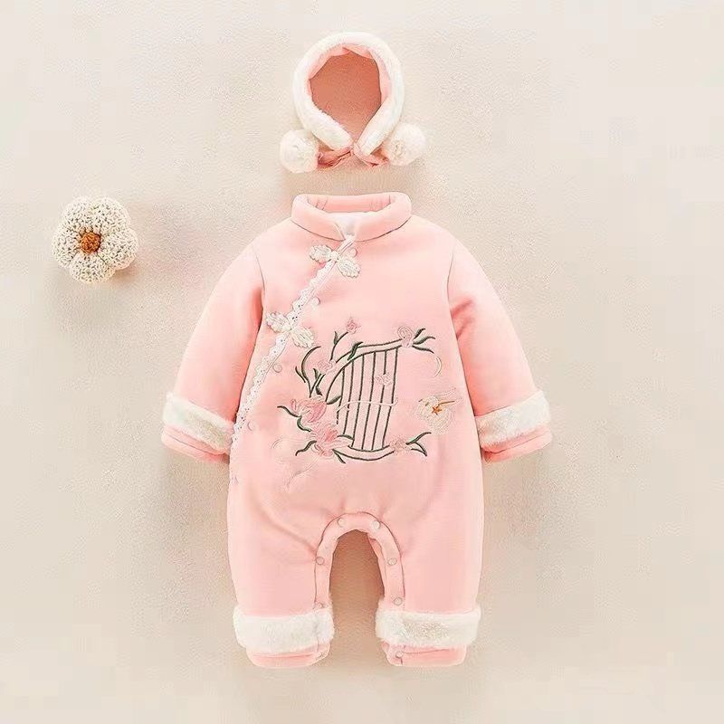 Newborn baby clothes autumn winter romper baby red new year outfit festive chinese new year thickened winter clothes