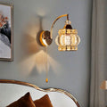 Postmodern zhongshan bedroom bedside lamp aisle accessible luxury crystal corridor wall lamp living room study stairwell lamp