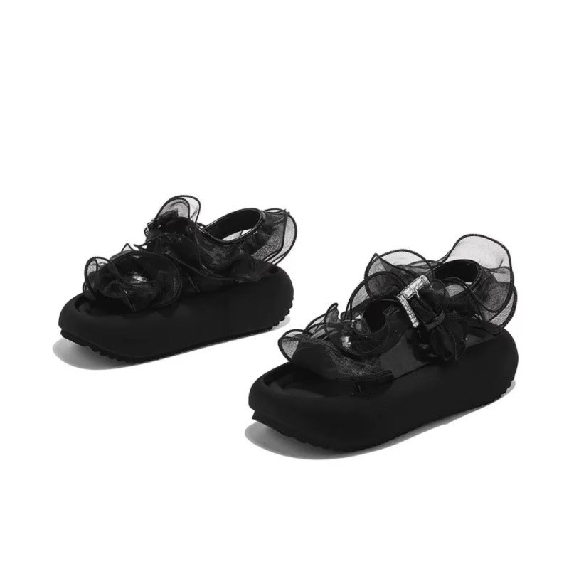 Preppy style sandals for women 2026summernew arrivalk-styleoutwearbowsthick sole with skirt roman beach shoes