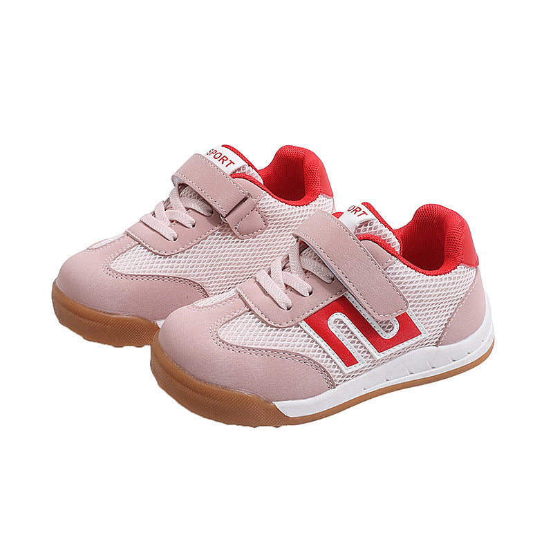 Girls' athletic shoes - new spring/autumn collection - versatile kids' running shoes - trendy color block design - breathable mesh upper - white sneakers for older girls