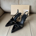 Spain 2025 new black and white color block pointed toe low-cut women's shoes criss-cross strappy stiletto heel mule fashion sandals