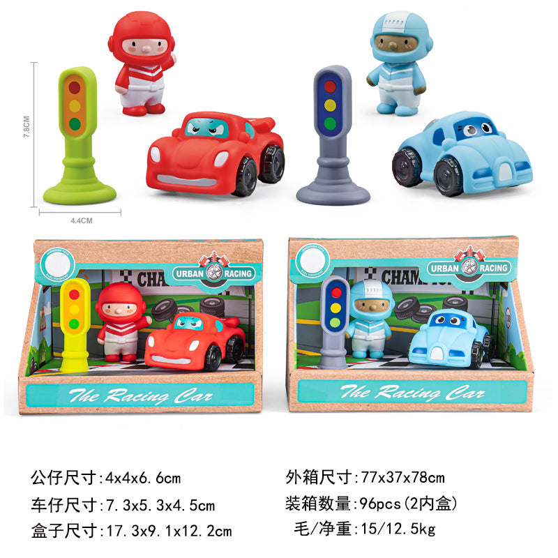 Cross-border export  cartoon toys soft glue animals children inertia car baby q cute car toy car