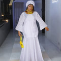 new african women's plus size lace robe embroidered dress with headscarf - perfect for  and