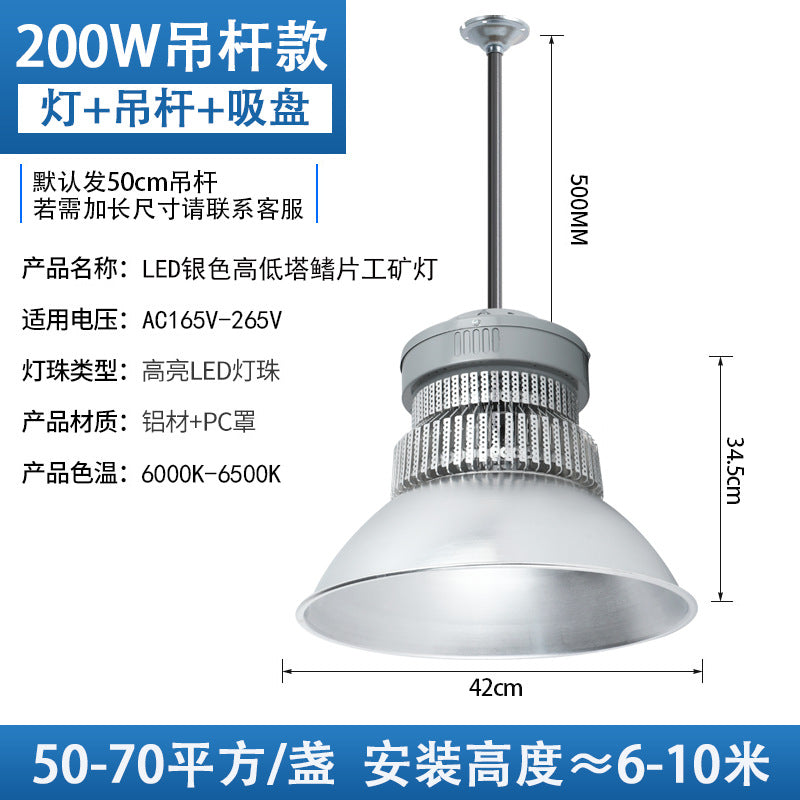 LED High Bay Light High Power Black Fin Workshop Warehouse Pendant Light Indoor Stadium Gymnasium Lighting