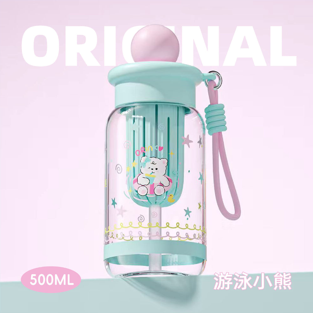 Summer new arrival: minimalist plastic water bottle with straw - stylish, portable, large capacity, dual-drink spout, perfect for women