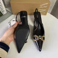 2024 summer women's pointed-toe decorated open-back high heel sandals, closed-toe pumps, low-cut casual stiletto mules