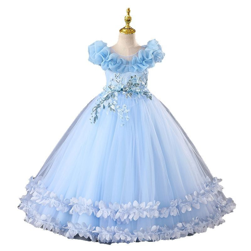 in stockgirl dress princess dress flower children's dress wedding dress evening dress catwalk gauze skirt kids 61 costumes