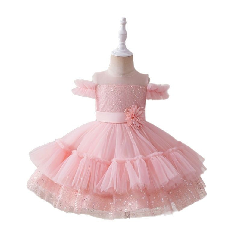 Exportgirl evening dress one shoulder performance princess dress one year old birthday party dress girl dress