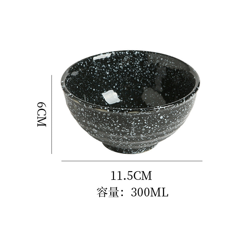 Japanese-style retro ceramic rice bowl - underglaze decoration, high-value design - suitable for restaurants, hotels, home use, and business settings - also ideal as a ceramic dessert bowl