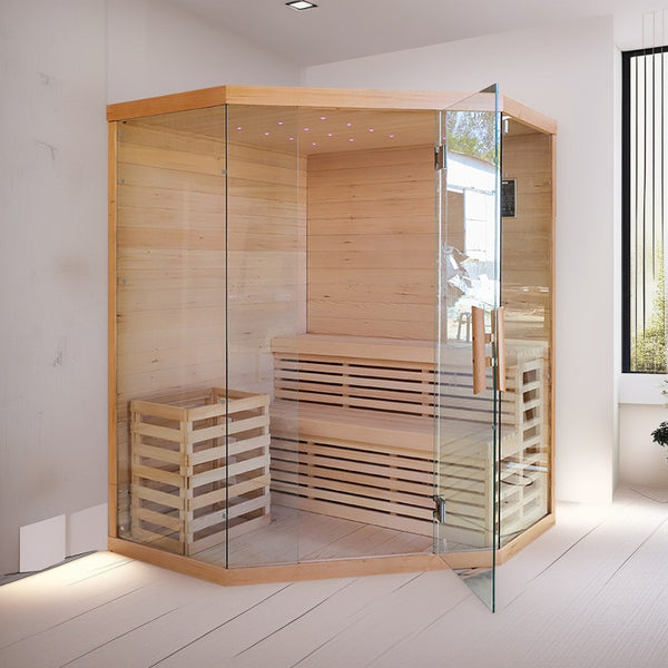 Home hotel villa prefabricated custom assembled sauna room manufacturer, mobile phone wifi remote control sauna stove
