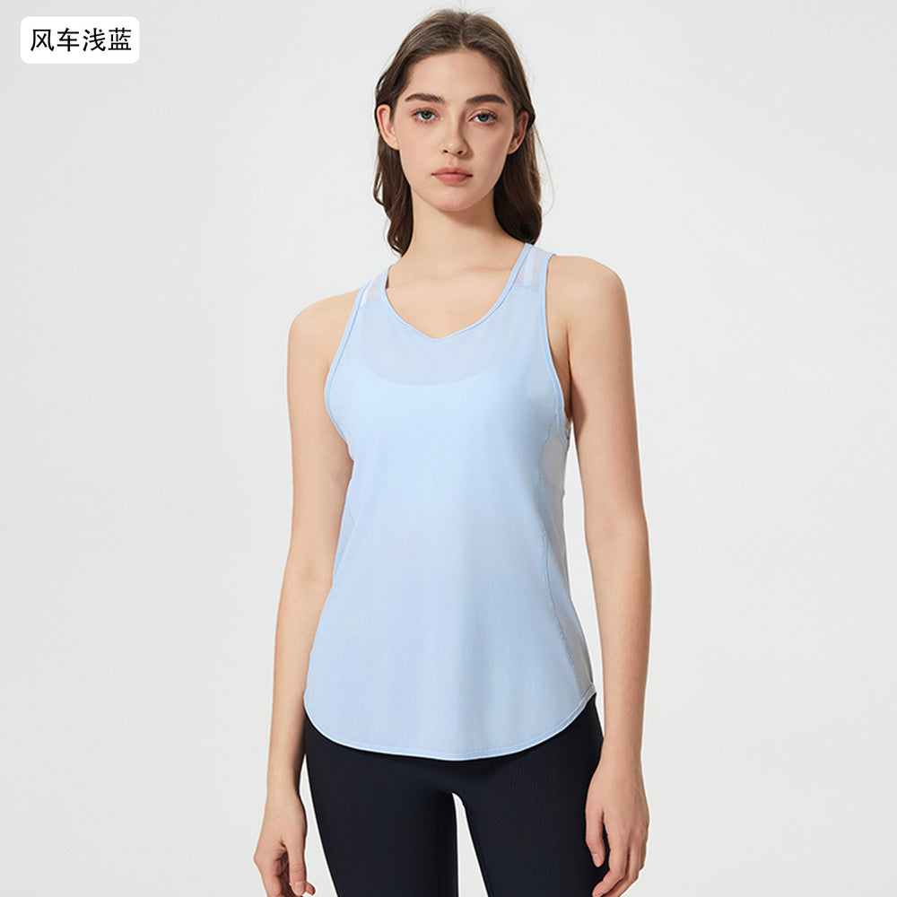 Summer new yoga tank top women's mesh breathable beautiful back sports quick-dry tight-fitting top yoga wear d25038