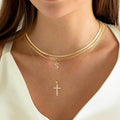 Cross zircon necklace 2025 new internet celebrity accessories accessible luxury niche design titanium steel clavicle chain