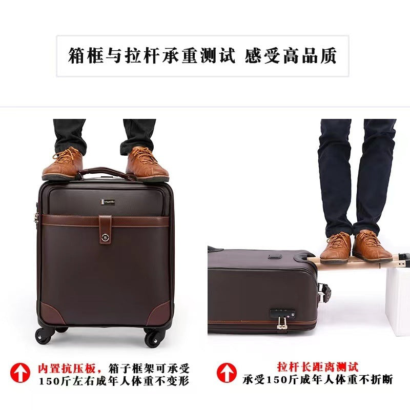 2024 new business suitcase small suitcase men's universal wheel 24 inch travel 18 light boarding case password box