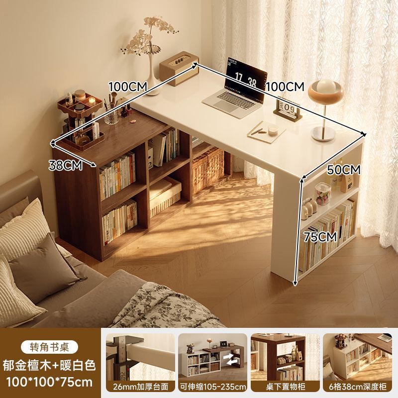 Corner desk bookshelf bookcase all-in-one table bedroom home extendable vanity corner computer desk office desk