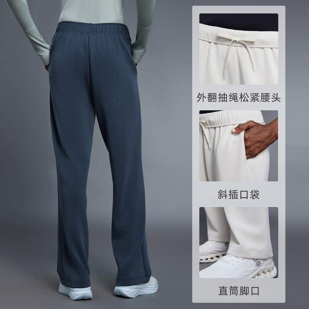 High-waisted, straight-leg casual pants with a fold-over waistband, perfect for running, fitness, and workouts. women's autumn trousers, style d25095